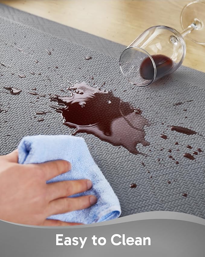 Ophanie Kitchen Mats for Floor, 3/4 inch Thick, 17x24 Anti Fatigue Cushioned Mat, Kitchen Rugs, Waterproof, Comfort Ergonomic Standing Mat for Office, Home, Sink, Grey Non-Slip Ridged Bottom