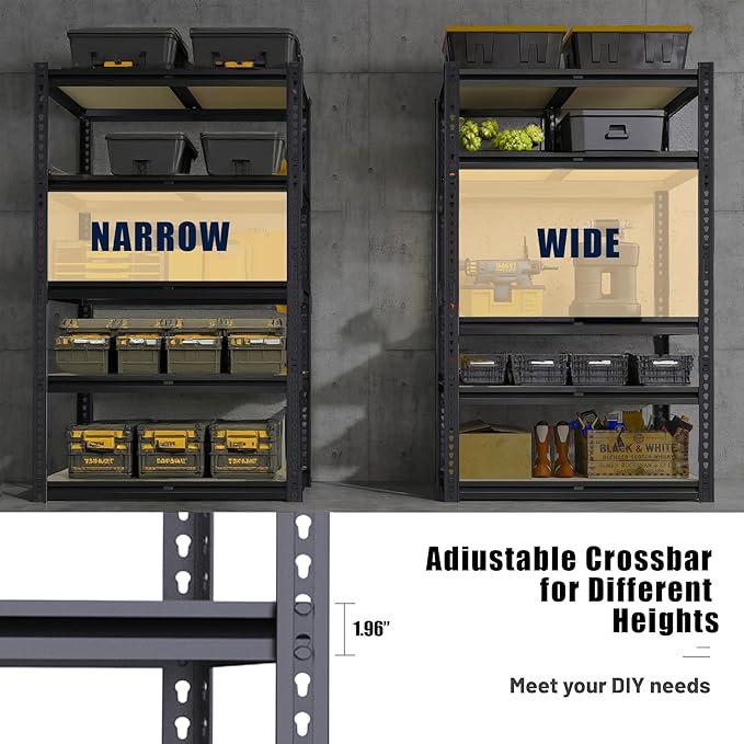 Storage Rack,2400 LBS Garage Shelving Units,16" x 35.5'' x 72'' Storage Shelves Heavy Duty, Basement Shelving, Metal Shelving Units Free Standing