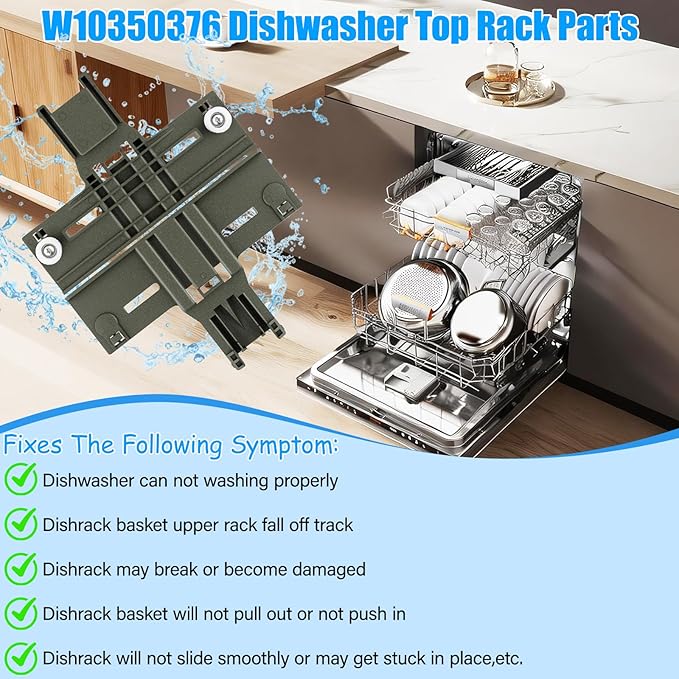 Upgraded W10350376 W10350374 Dishwasher Top Rack Parts and W10320664/5 Housing Compatible With Kenmore Dishwasher Parts,W10712394 W10195840 Kitchenaid Whirlpool Kenmore Elite Dishwasher Parts,13 Pack