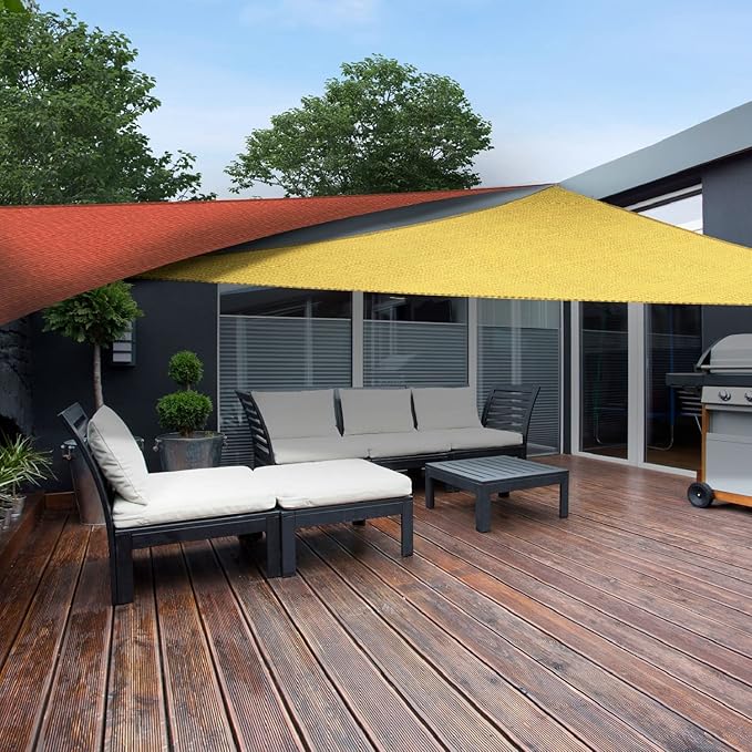 AsterOutdoor Sun Shade Sail Triangle 16' x 16' x 16' UV Block Canopy for Patio Backyard Lawn Garden Outdoor Activities, Cream