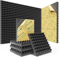 Sonicism Sound Proof Foam Panels for walls Self-Adhesive 16 Pack Pyramid 12" X 12" X 2" Acoustic Panels 35kg/m³High Density,Soundproof Wall Panels Fast Expand,Sound Absorption and Decoration,Black