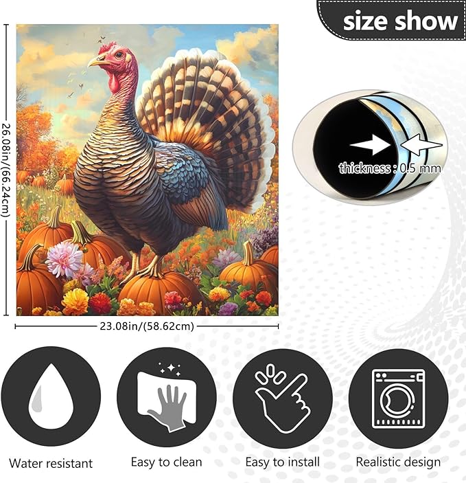 Turkey Pumpkin Thanksgiving Dishwasher Magnet Cover Sticker Magnetic Refrigerator Panel Front Door Fridge Microwave Decal Decorative