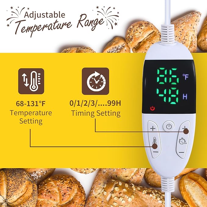 Folding Bread Proofing Box with 68-131℉ Temp Control & 99H Timer,Dough Proofing Box with Metal Rack Warming Proofer for Sourdough, Bread Baking, Pizza, Yogurt,Space-Saving & 6-Layer Fabric,Brown