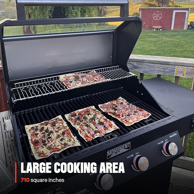 Monument Grills 4-Burner Liquid Propane Gas Smart bbq Grill Denali 425 with Stainless Steel Rotisserie Kit(2 Items)