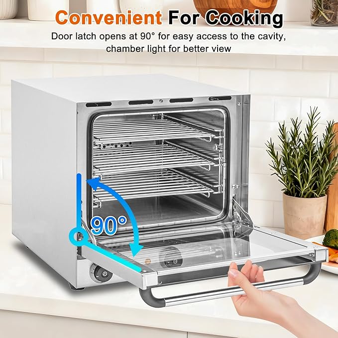 Commercial Covection Oven, 30Qt/28L, Half-Size Electric Convection Oven Contertop, 1750W, Stainless Steel Chamber, 3-Tier Wiring Grids, for Catering, Bakeries, Hotel, CSA Certification