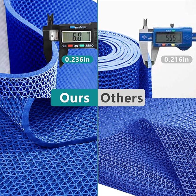 WochiTV Non Slip Drainage Mats PVC Pool Floor Mat 0.23'' Thick Outdoor Indoor Parking Space Mat for Bathroom Garage Basement Backyard Commercial Kitchen 3x3.3Ft Blue