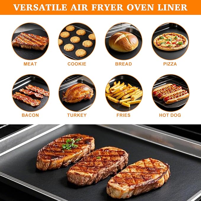 Air Fryer Liners Reusable Teflon Mats Compatible with Nuwave Bravo xl Air Fryer Toaster Smart Oven, Baking Sheet Liners AirFryer Accessories for Nuwave 12-in-1 30qt Oven, 5 Pcs, 9x13 inches
