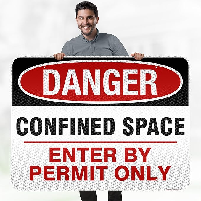Danger Confined Space Enter By Permit Only Sign, 36x48 Inches, Reflective, Rust Free DiBound, Fade Resistant, Made in USA by My Sign Center