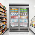 Commercial Stainless Steel Beverage Refrigerator Display Fridge,Two Glass DoorMerchandiser Drink Cooler with LED Light Adjustable Shelves,46 Cu Ft, ETL Sanitation,(Wheels Not Included)