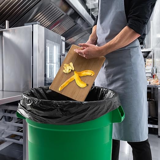 PRO&Family Commercial Round Trash Can, Ingredient Bin, Heavy-Duty Plastic, Anti-Static, Kitchen, Office, Outdoor Use (Green, 32 Gallon)