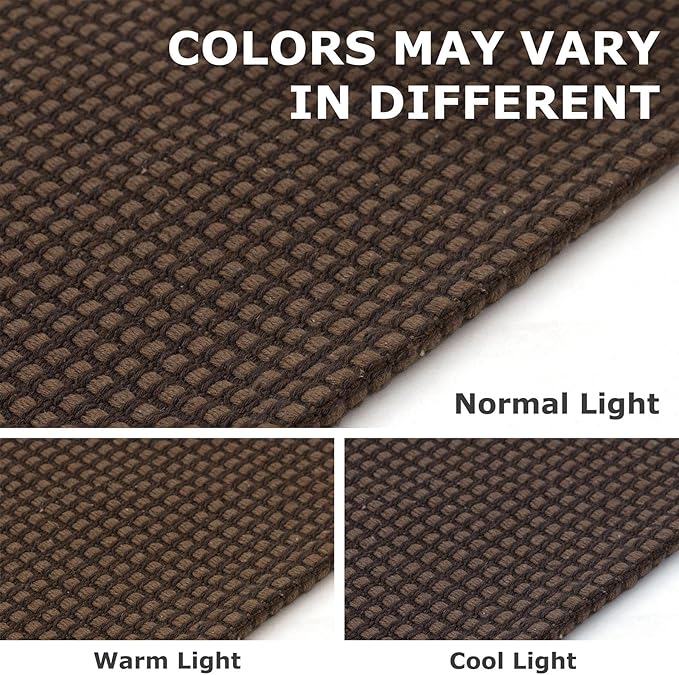 IOHOUZE Washable Runner Rug 2.6x10 Non Slip Rubber Backed Long Hallway Runner Entryway Runner Indoor, Kitchen Rugs Woven Cotton Floor Carpet for Hall Entrance, Brown