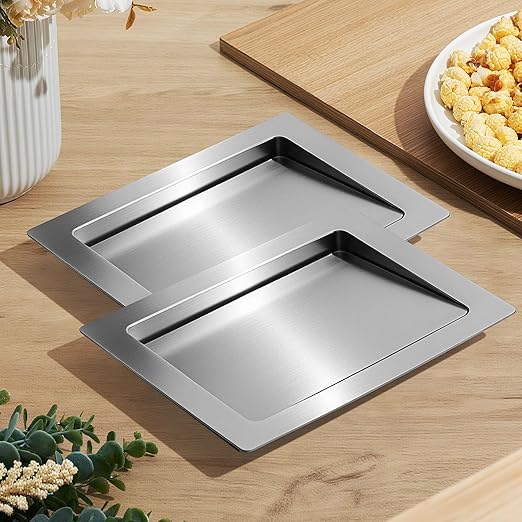 2 Pcs 304 Stainless Steel Trash Chute Lid Replacement, 7" x 9" Side Mounted Trash Chute with Hinged Inward Flip Garbage Bin Lids for Home Bathroom Commercial Cabinet Kitchen (Side-swing Lid)