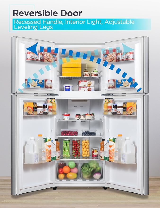 BLACK+DECKER 12.1 Cu. Ft. Top Mount Refrigerator with Freezer, 2 Door Refrigerator with Top Freezer and Adjustable Temperature Control, ENERGY STAR, BR1210HS, Stainless Steel Look