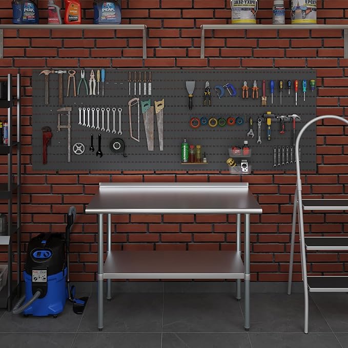 AmGood 48" Long x 24" Deep Stainless Steel Work Table with 1.5" Backsplash | Metal Kitchen Food Prep Table | NSF