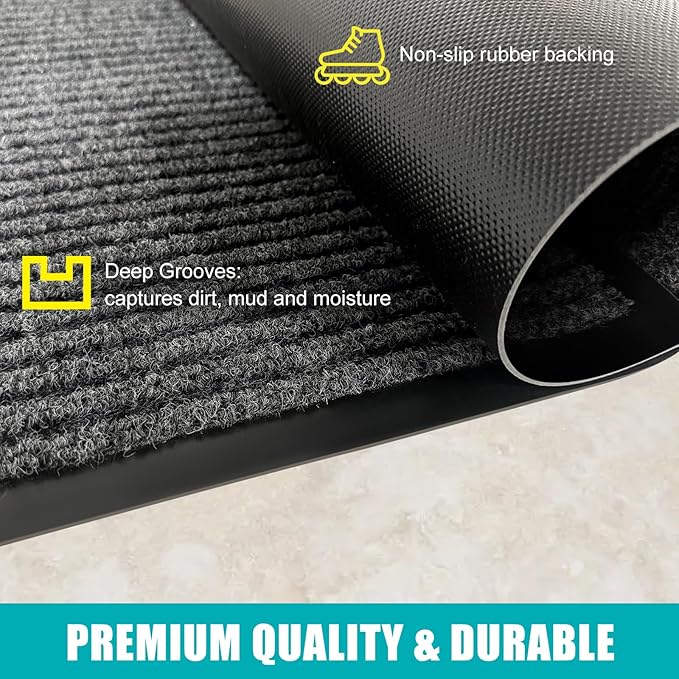 Azadx 3'x4' Front Door Mat Heavy Duty Indoor Outdoor Door Mat Non-Slip Backing Doormat for Entryway Stain and Fade Resistant Commercial Floor Mats Entry Mat Low Profile Welcome Door Mats