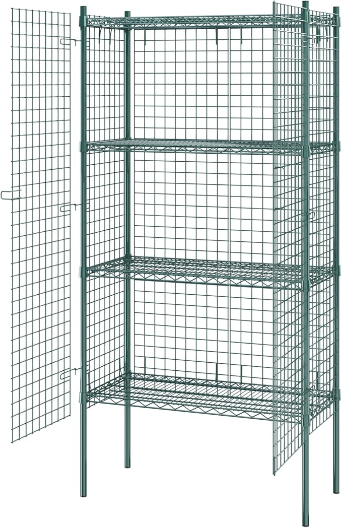 Commercial Grade NSF Listed Metal Wire Mesh Storage Green Epoxy Security Cage Kit 18" x 36" x 74", Perfect for Warehouse, Walk-In Refrigerator, Freezer, Grocery Store, Restaurant