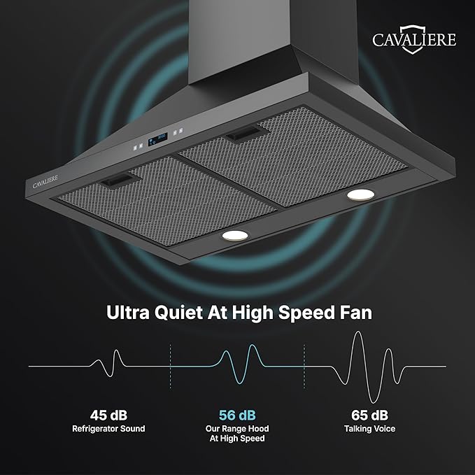 CAVALIERE Value-Focused 462 CFM Wall Mount Range Hood 30 Inch, 3-Year Warranty, Enhanced Stainless Steel, Ducted/Ductless Range Hood Convertible (Kit Included) LED Lights, Baffle Filter, Touch Control
