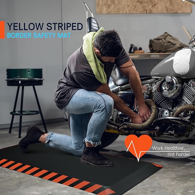 FEATOL Anti Fatigue Mat Industrial, Ergonomic Standing Floor Mat for Work for Stand -Safety Support for Leg & Back Pain(Orange Border, 24" x 70", 2PC)