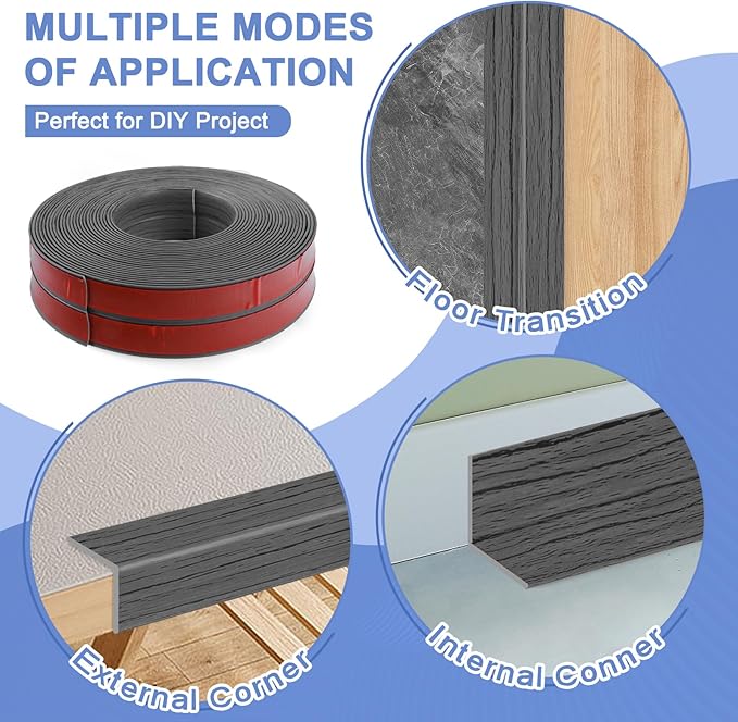 Wall Corner Protector Moulding Trim Peel and Stick Wall Corner Guards Trim Flexible Self Adhesive Edge Protector Moulding, 2.4 in x40 Ft, Deep Gray Wood
