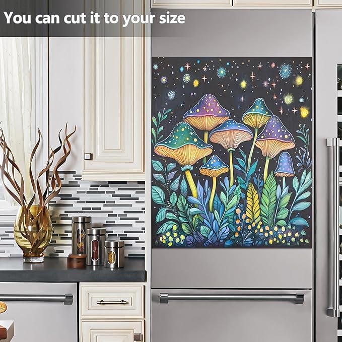 Dishwasher Magnet Cover, Mushrooms Magnet Sticker Fridge Panel Decal for Home Kitchen Decor, 23x26in