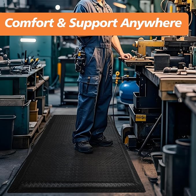 Anti Fatigue Mats Industrial 2' x 6' 15/16" Thick Ergonomic Standing Mat Commercial Kitchen Mat Heavy Duty Diamond Plate Cushioned Shop Floor Mats Helps Relieve Back and Leg Soreness