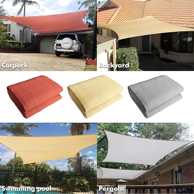 Amagenix Sun Shade Sail 10'X10' Curved Edge Outdoor Shade Canopy Rust Red Breathable 95% UV Block Shade Cloth for Patio Garden Backyard (We Make Custom Size)
