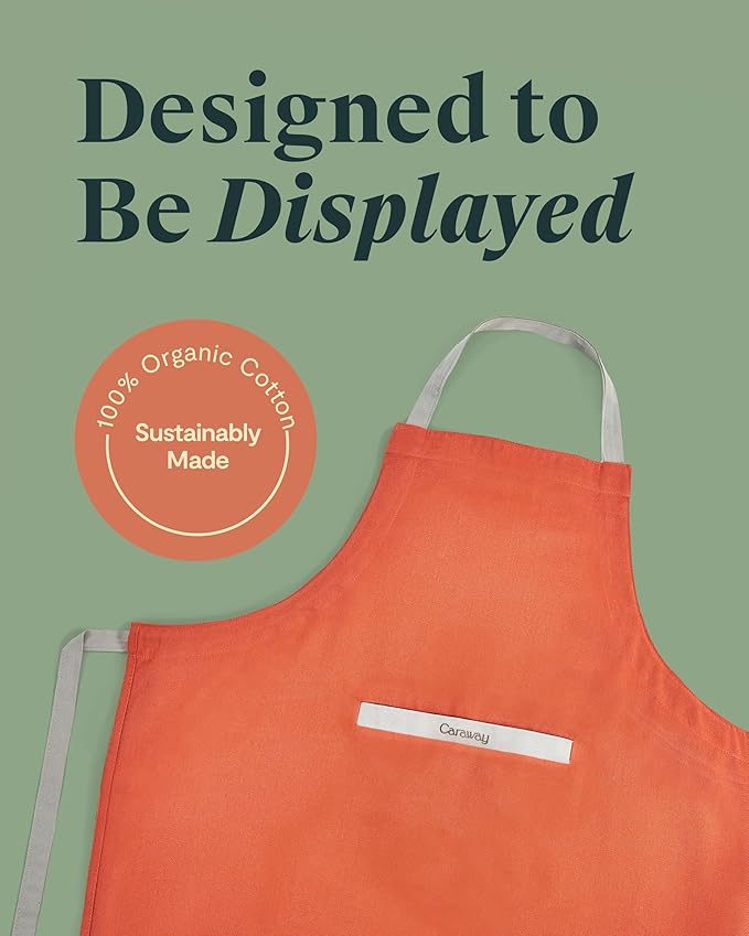 Caraway Apron - 100% Organic Cotton Apron - Features 2 Pockets & Adjustable Neck Strap