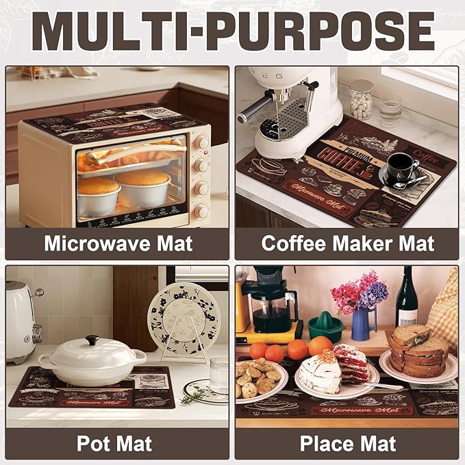 Rubber Mat for Microwave Top Cover, 18"x14" Non Slip Nonstick Heat Resistant Microwave Kitchen Counter Protector Mat, Air Fryer Pad for Counter Heat Resistant