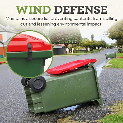 Push Clip Trash Can Locks for Animals, Easy to Install, Durable Trash Can Lock for Cart Lid Security, 28-96 Gallon Garbage Can Lock for Outdoor (Pack of 2)