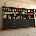 Vyre 71" Farmhouse Kitchen Pantry Cabinet Set of 4, Black Freestanding Coffee Bar Hutch with Drawers & Adjustable Shelves, Large Storage Cabinet with Microwave Stand for Living Room & Kitchen