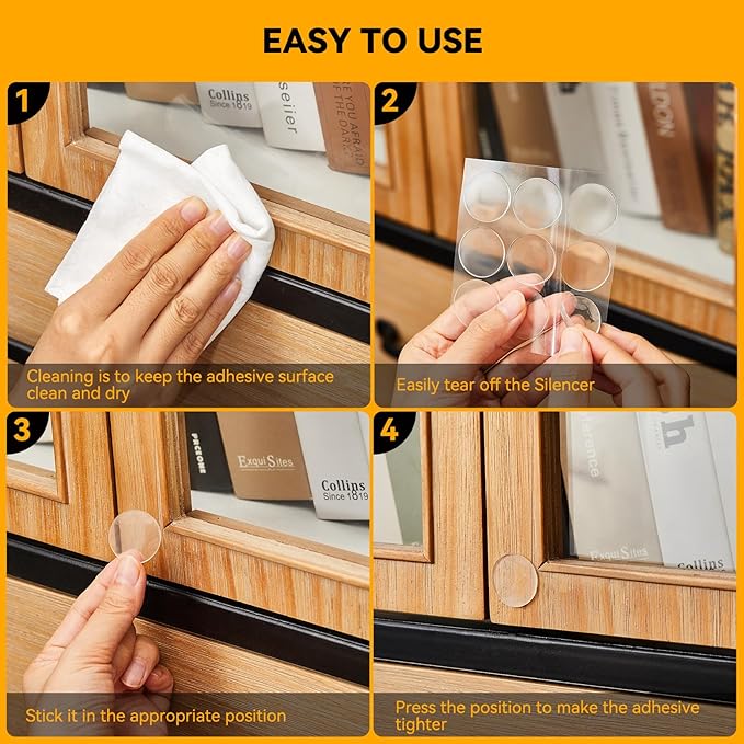 9pcs Wall Bumpers, Clear Wall Protectors, Door Bumpers for Doorknob, Furniture Bumpers, Reducing Noise, Protecting Walls,Using for Entrance Door,Cabinet Door,Fridge Door, Wall Bumper (25*25mm)