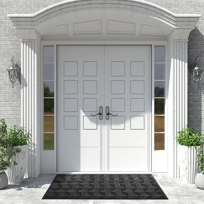 Yimobra Extra Large Door Mat 60x36, All-Season Waterproof Outdoor Mats for Front Door Entrance with Drainage Holes, Heavy Duty Non-Slip Doormat for Garage Patio Entryway Indoor, Black