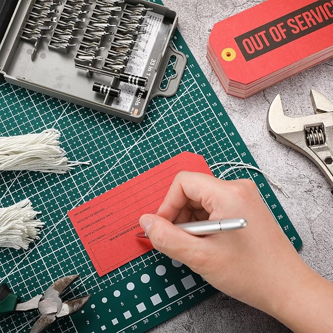 Out of Service Tags, Red Tags, Maintenance Required Label with Cotton String, 8 Inch Tag(200 Pack)
