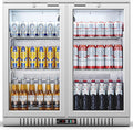 BODEGA BODEGACOOLER Back Bar Cooler With 2 Glass Doors,7.4 Cu.Ft Stainless Steel Commercial Back Bar Fridgewith LED Lighting, Counter Height Bar Beverage Cooler for Beer,Soda Drinks,Wine