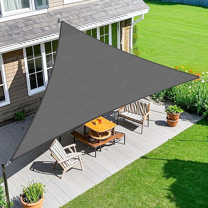 Amagenix Sun Shade Sail 9X10X13.5 Curved Edge Outdoor Shade Canopy Dark Grey Breathable 95% UV Block Shade Cloth for Patio Garden Backyard (We Make Custom Size)