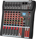 6 Channel Mixer Audio Console, CT-60S Professional Music Mixer DJ Mixing Board with Reverb Bluetooth MP3 Player 48V Phantom Power Supply USB Recording for Studio Karaoke Live Performance