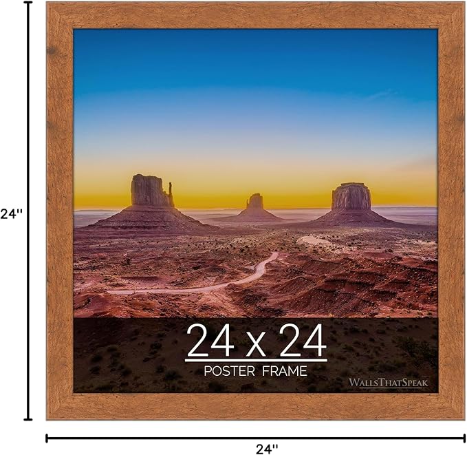 wallsthatspeak 24x24 Light Walnut Rustic Pine Picture Frame for Puzzles Posters Photos or Artwork
