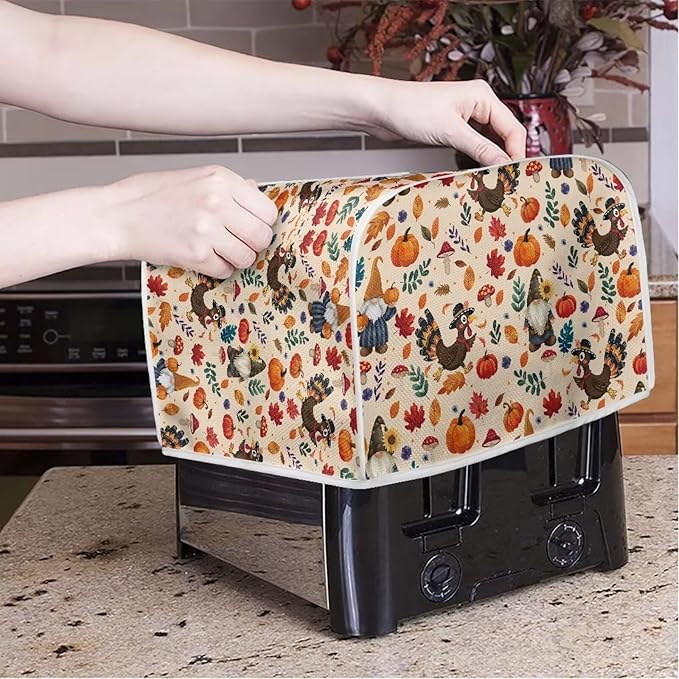 UNICEU Fall Pumpkin Turkey Toaster Covers 2 Slice Bread Maker Dust Cover Kitchen Small Appliance Dust Protector Thankgiving Day Gift