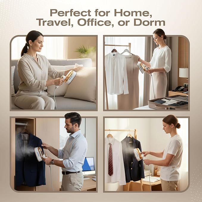 Steamer for Clothes & Iron 2 in 1, Portable Clothes Steamer Handheld & Travel Steam Iron for Clothes, 1200W 20s Fast Heat-Up, Foldable Design, 180ml Tank, 23 Min Steam, 120V Wrinkle Remover