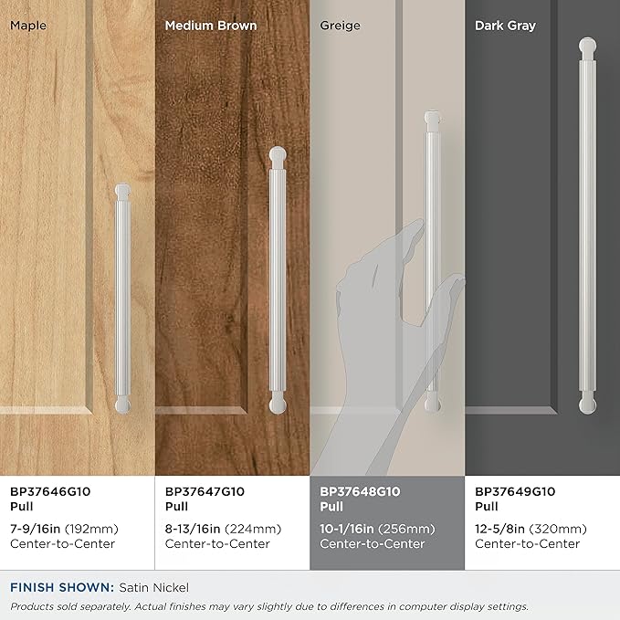 Amerock Ballard 10-1/16 inch (256mm) Center-to-Center Satin Nickel Cabinet Pull, BP37648G10