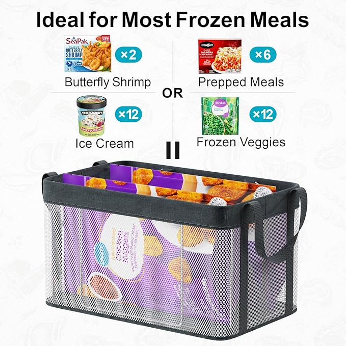 iSPECLE Freezer Organizer Bins - 3 Pack Large Stackable Deep Freezer Organizer Bins for 5 to 7 Cu.Ft Chest Freezers Easy Get Foods without Digging, Faster Freezing Better Freshness, White