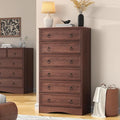 Cherry Wood Dresser 52" Tall for Bedroom, Wood 6 Chest Drawers, 6 Drawer Dresser, Storage for Clothes, Narrow Large Drawers, Vintage, for Living Room, Bedroom, Hallway