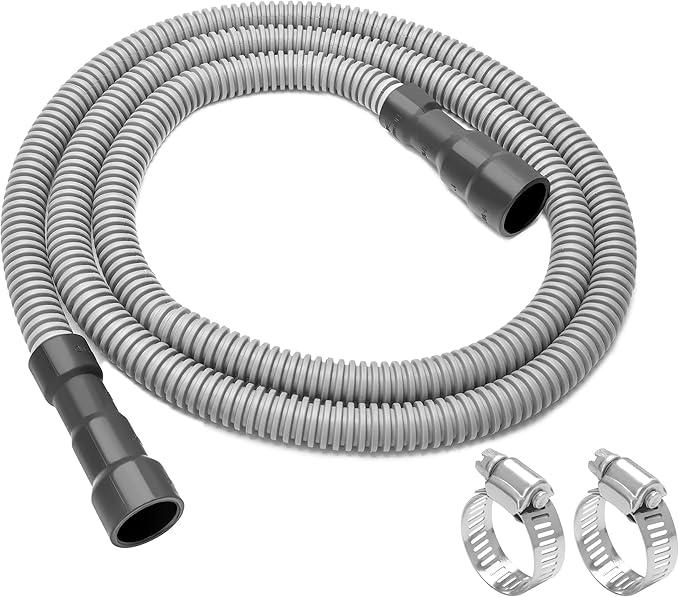MyLifeUNIT Universal Dishwasher Drain Hose, 6.7 Ft Dishwasher Discharge Hose Extension, Corrugated and Flexible Dishwasher Hose Drain Replacement with 2 Clamps, Fits 11/16",1" and 1-1/8"