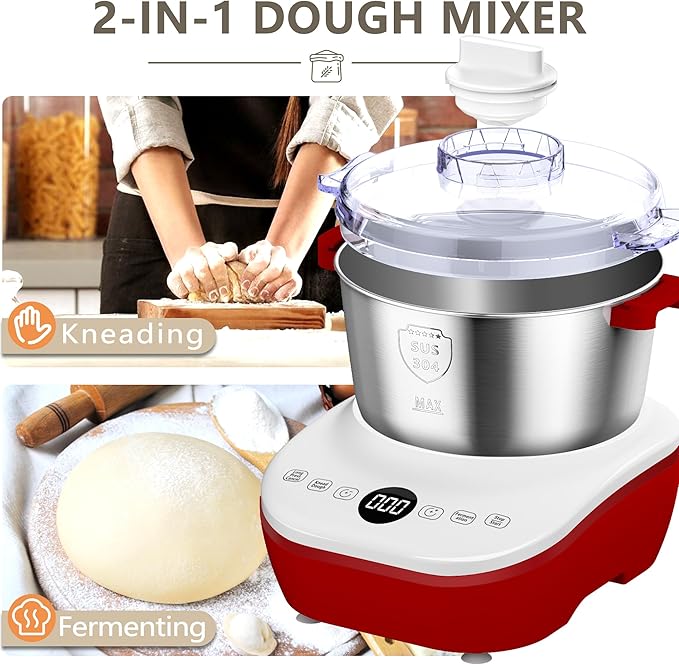 AIZIYO DoughChief, Electric Dough Mixer 7.4Qt with Ferment Function, Dough Maker 304 Stainless Steel Bowl, Microcomputer Control, Face-up Touch Panel, Easy To Clean for Bread & Pizza