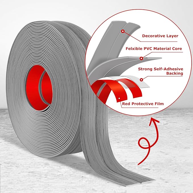 Flexible Wall Corner Protector Moulding Trim Peel and Stick Wall Corner Guards Edge Protector Self Adhesive Molding Trim Strip for Edge Ceiling (Light Gray Wood Grain, 0.8 in x 20 Ft)