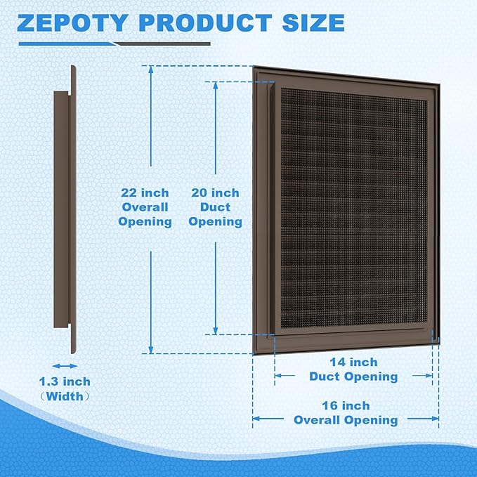 16"x22" Gable Vent Aluminum Alloy – Durable Garage & Shed Vent, Rustproof Mesh to Stop Critters, Enhanced Ventilation, Opening 14"x20" Brown