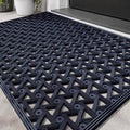LUMI Outdoor Doormat 24x36, Front Door Mat Outside Entrance, Heavy Duty Rubber Welcome Exterior Door Mat Non Slip Waterproof, Outdoor Rubber Mats with Drainage Holes, Easy Clean Entryway Mats, Blue