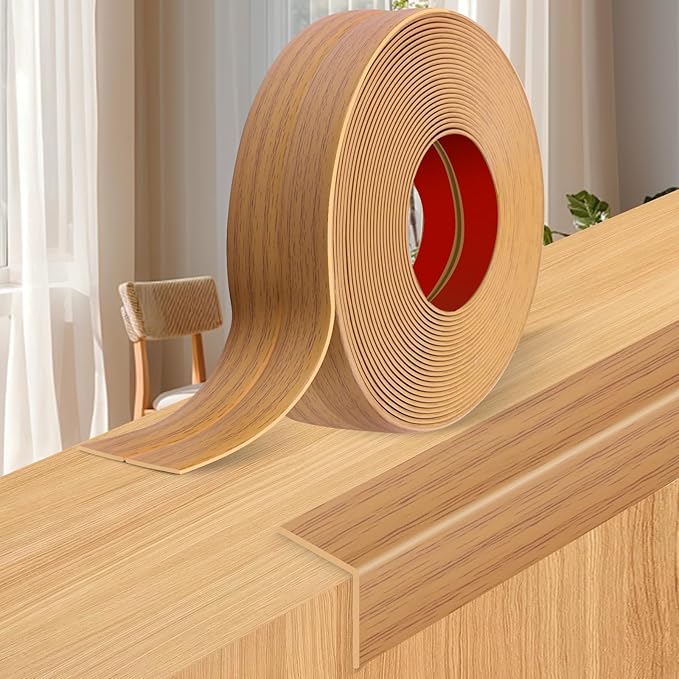 Wall Corner Protector Moulding Trim Peel and Stick Wall Corner Guards Trim Flexible Self Adhesive Edge Protector Moulding, 0.8 in x40 Ft, Light Brown Wood