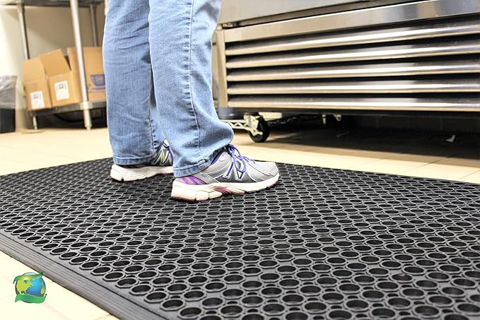 Envelor Anti Fatigue Mat 4 Pack Rubber Floor Mats Door Mat Non Slip Drainage Mat for Entryway, Kitchen, Restaurant, Garage, Heavy Duty Use Doormat, Commercial Floor Mat Industrial 24 x 36 Inches