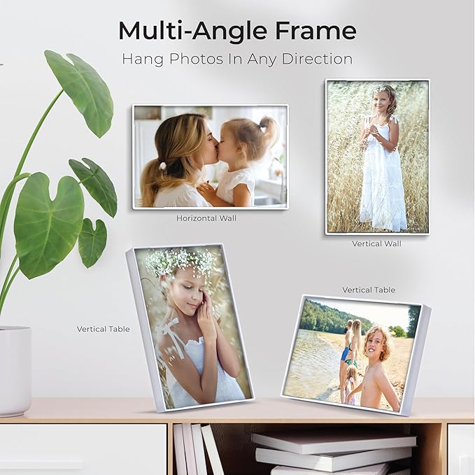 Mantello Front Loading White 4x6 Picture Frame - 4 x 6 Frame For Tabletop or Wall Decor - 4 by 6 White Picture Frames- 6 PACK